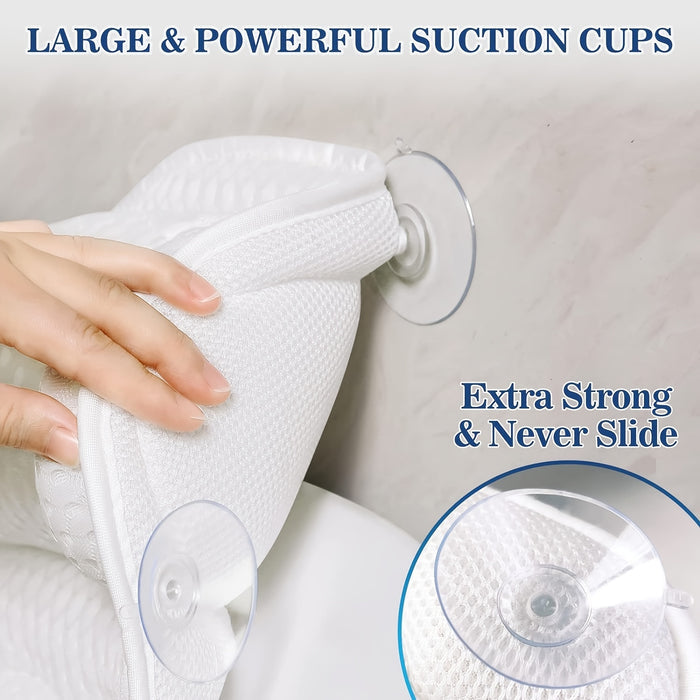 Ergonomic Spa Bath Pillow Cushion with Air Mesh for Neck and Back Support