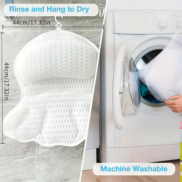 Ergonomic Spa Bath Pillow Cushion with Air Mesh for Neck and Back Support