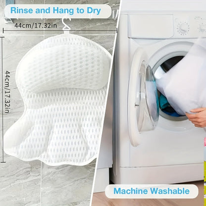 Ergonomic Spa Bath Pillow Cushion with Air Mesh for Neck and Back Support