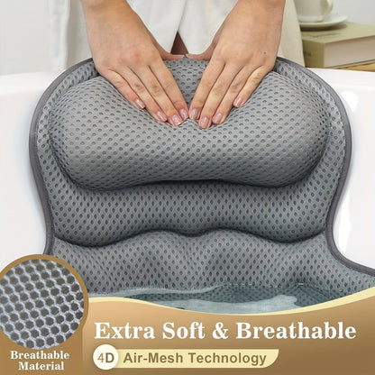 Ergonomic Spa Bath Pillow Cushion with Air Mesh for Neck and Back Support