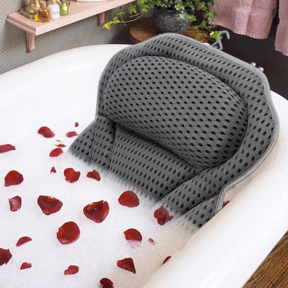 Ergonomic Spa Bath Pillow Cushion with Air Mesh for Neck and Back Support