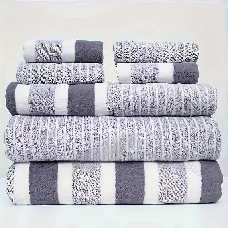 Microfiber Towel Set 8-Piece Quick-Dry Bath Hand Face Towels Ultra Absorbent for Bathroom Gym Travel Sports Compact Lightweight Soft