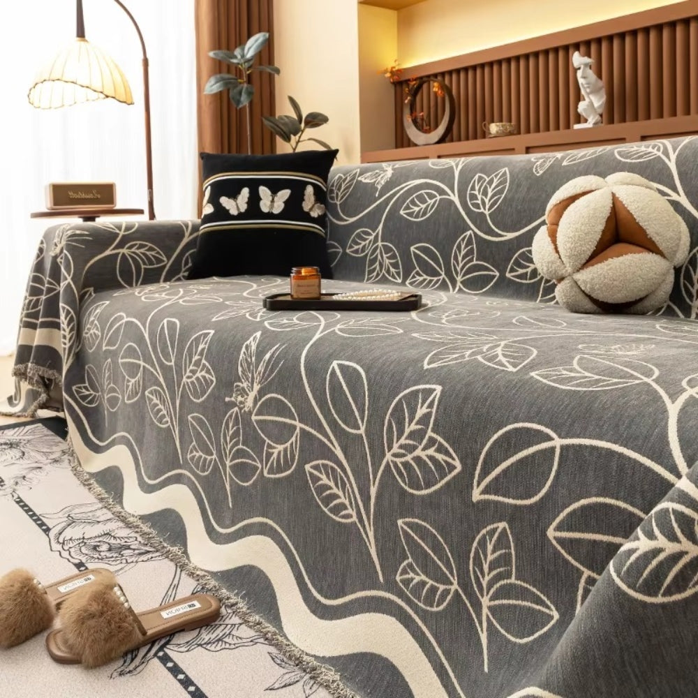 Funda para sofá Luxeee Leaf - Felpilla premium, diseño elegante