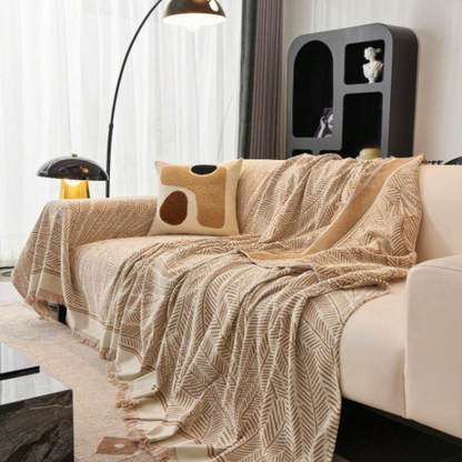 Luxe Leaf Sofa Cover - Soft Chenille, Non-Slip Design