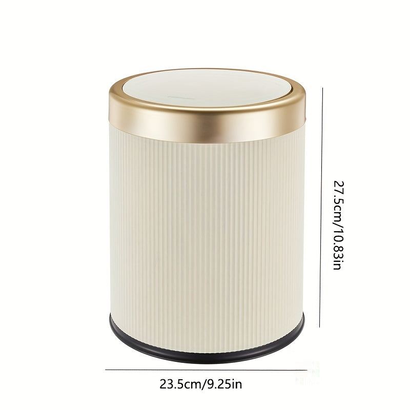 Luxe Oval Kitchen Trash Can - Press-Top Design, Odour-Sealing, Bathroom