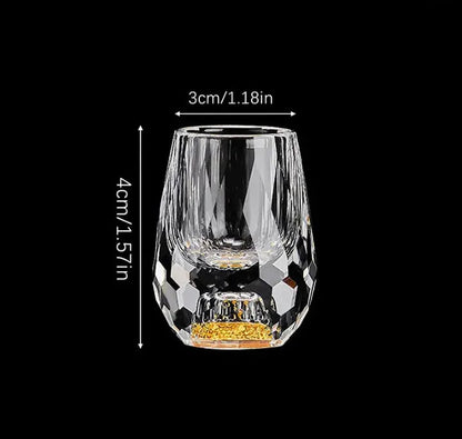 Faceted Crystal Shot Glasses Set of 6 – 0.33 fl oz Mini Glassware for Vodka Whiskey Liqueur Tasting Bar Ware Serving