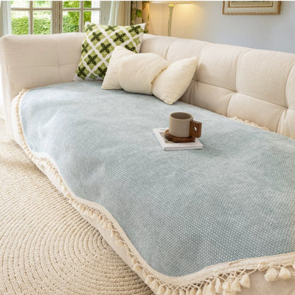 Luxe Chenille Sofa Cover - Woven Texture, Reversible Non-Slip Design