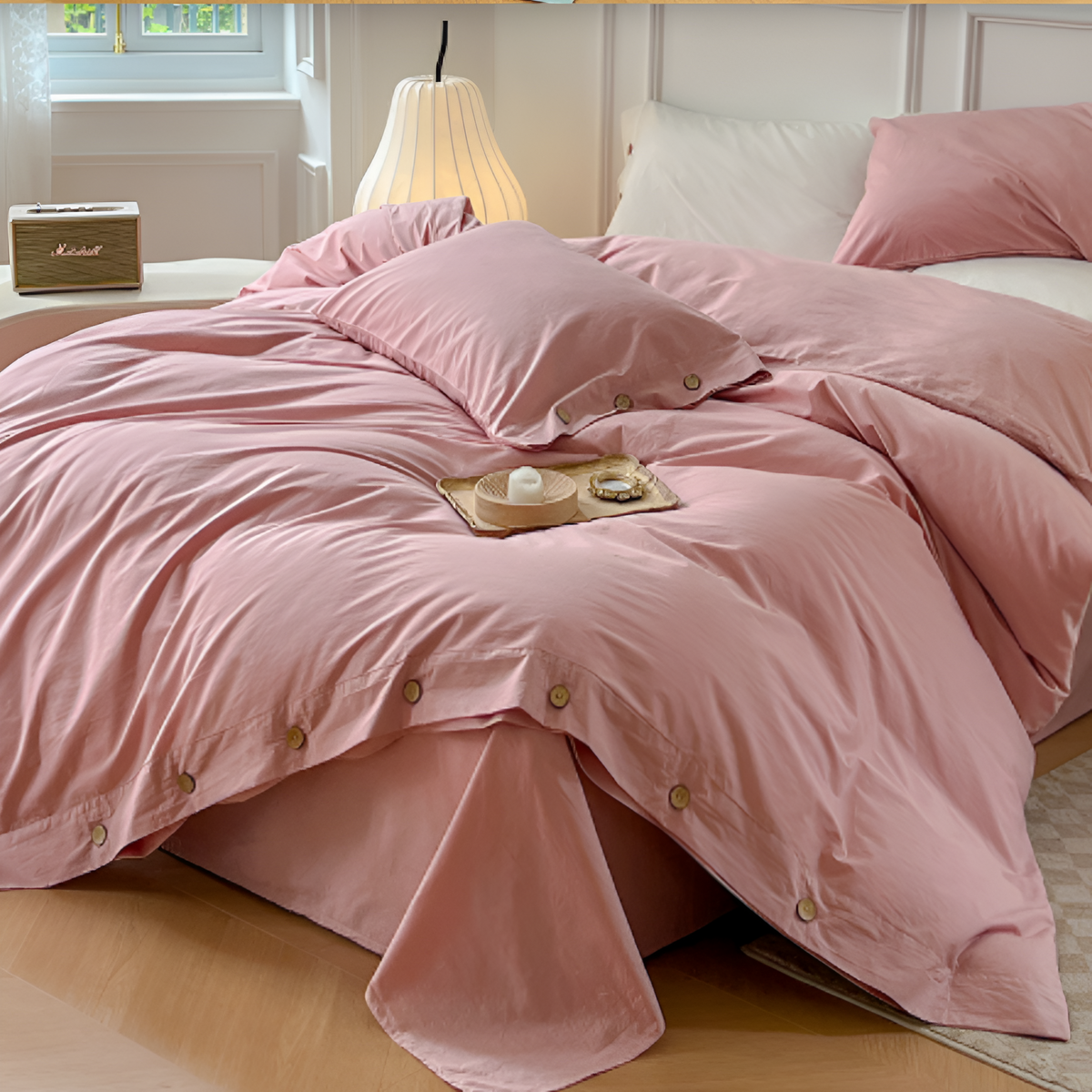 Luxury Breathable Bedding Set with 2 Pillowcases – Soft Cotton Scandinavian Design