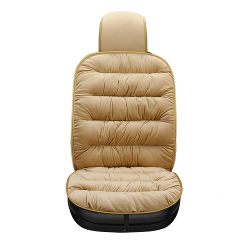 Funda de asiento para coche, cojín de asiento con relleno de felpa corta, funda universal para asiento de conductor y pasajero