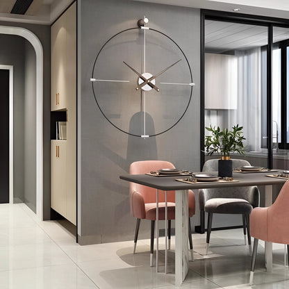 Reloj de pared de metal de lujo | Diseño minimalista moderno con estilo extragrande | Perfecto para sala de estar u oficina