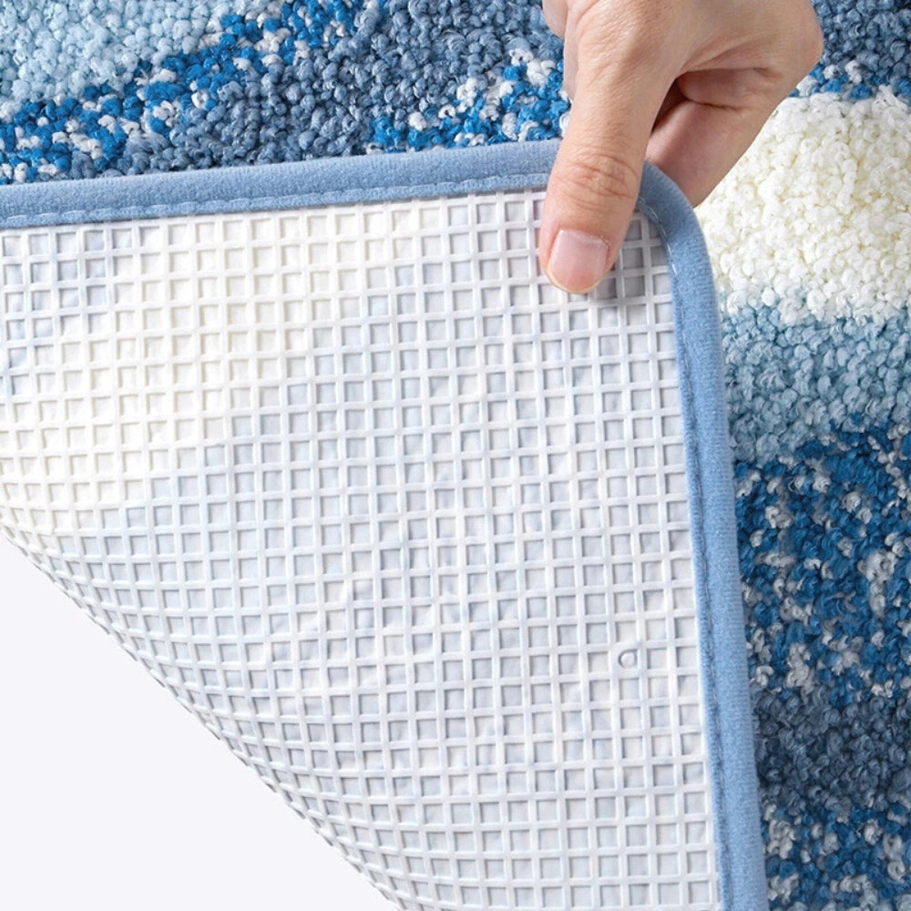 Luxury Microfiber Bath Mat with Coastal Design – Soft and Absorbent Bathroom Accessory
