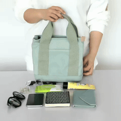 Tote Bag for Women, Canvas Tote Bag with Multi Pocket Organization, Large Zippered Tote Bag for Work and Travel