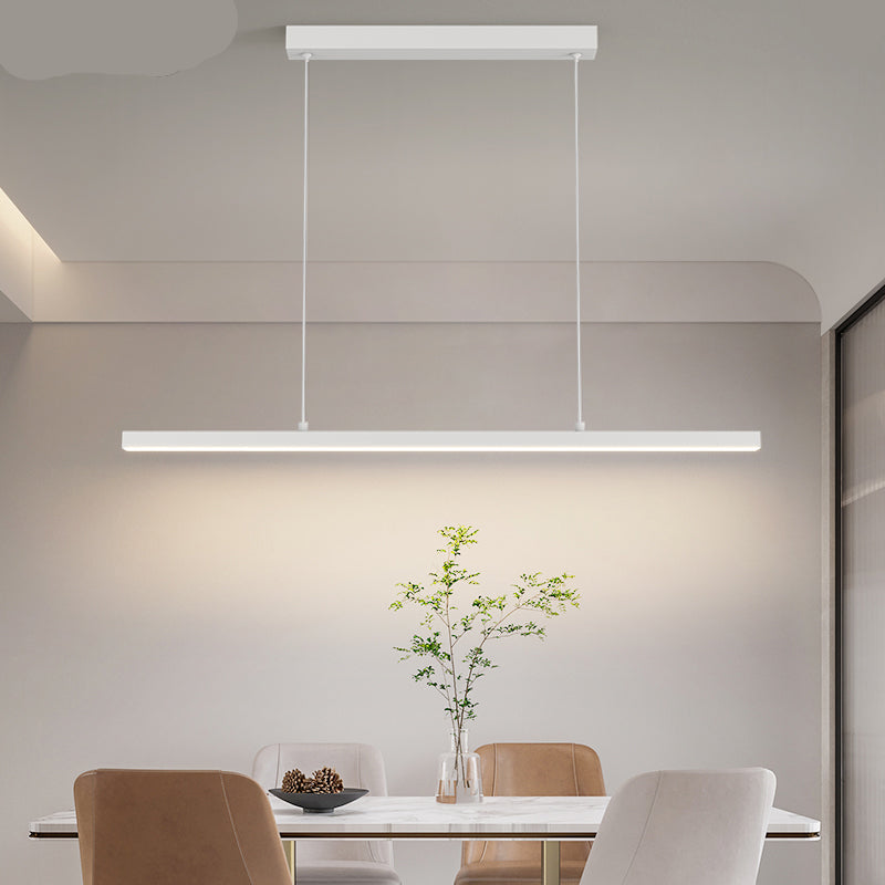 Linear LED Ceiling Fixture Wood & Iron Finish 47 in for Dining Table Kitchen Island Home Office Adjustable Hanging Lamp Modern Minimalist