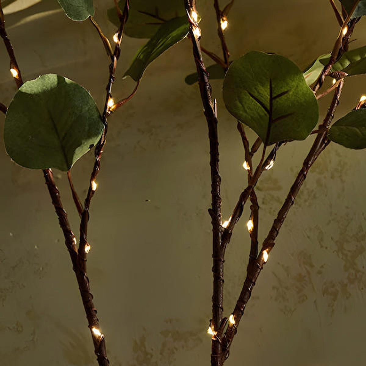 Battery Powered LED Twig Lights 28 Inch Bendable Olive Stem 120 Warm White Bulbs for Vases Centerpieces Living Room Bedroom Decor