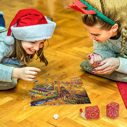 Advent Calendar Christmas Jigsaw Puzzle 1008 Pieces – Daily 42-Piece Countdown Set with Workshop Scene & Poster for Kids & Adults