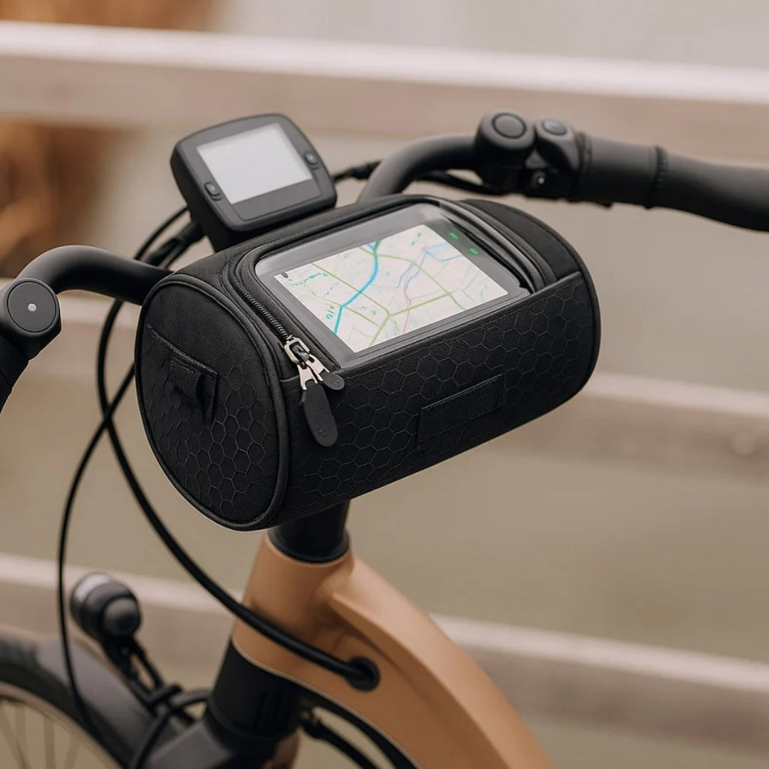 Handlebar Bike Bag with Clear Touch Window – Waterproof Phone Pouch for Cycling, Navigation & Essentials Storage