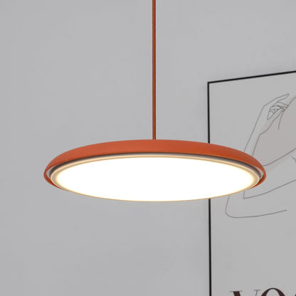 LED Hanging Fixture Acrylic Disc 16 Inch 24W for Kitchen Island Dining Room Table Adjustable Cord Modern Overhead Lighting Warm Glow 3000K