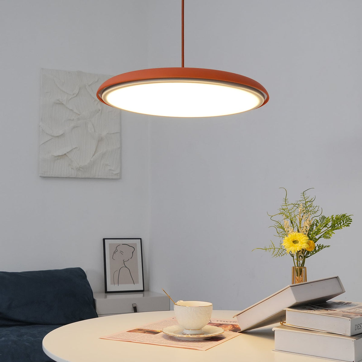 Modern Metal Dome Pendant Light with Adjustable Cord – Soft Pastel Finish for Kitchen & Living Room