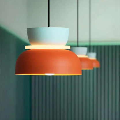 Layered Acrylic Pendant Light Fixture 11.4-Inch Pastel Macaron Colors Modern Hanging Ceiling Lamp E27 for Dining Room Living Room Kids Bedro