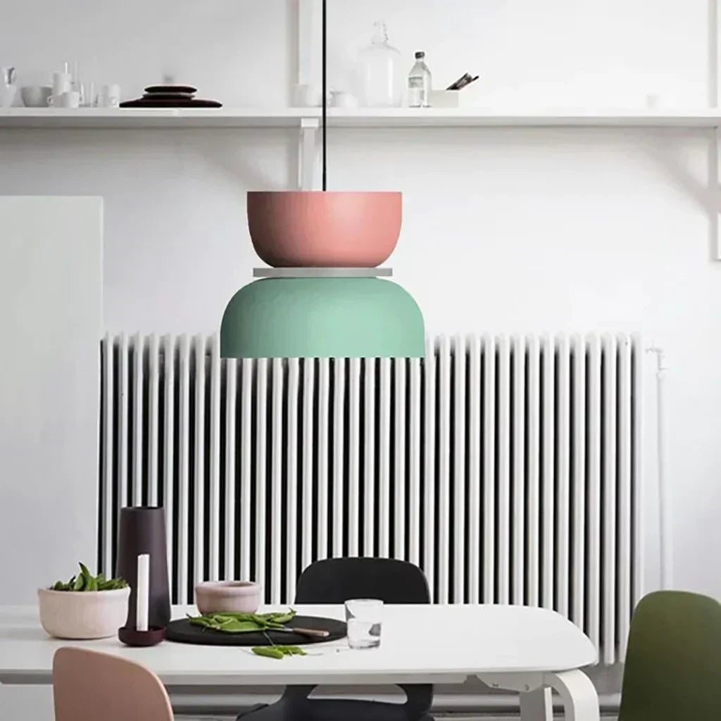 Layered Acrylic Pendant Light Fixture 11.4-Inch Pastel Macaron Colors Modern Hanging Ceiling Lamp E27 for Dining Room Living Room Kids Bedro
