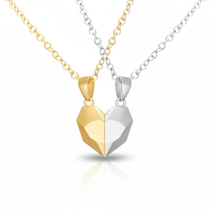 Magnetic Heart Necklace Set | Electrocardiogram Design for Couples