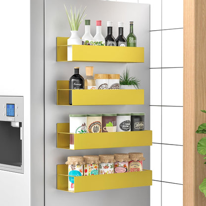 Magnetic Spice Rack Organizer Set of 4 with Strong Grip | Space-Saving Solution for Easy Access