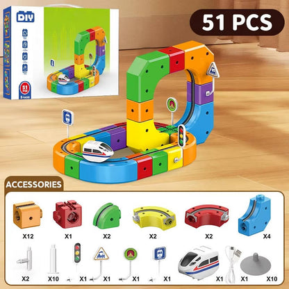 Magnetic Train Track Set | Rechargeable Electric Train with Flexible Design | Creative Play for Kids