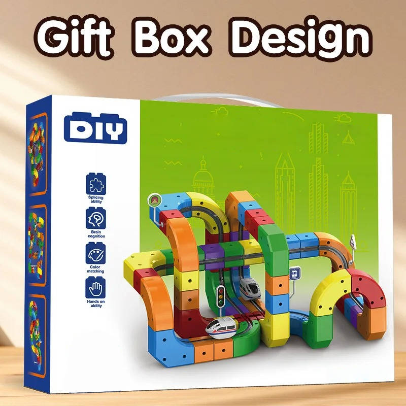 Rechargeable Electric Train Set, Magnetic Train Track Toy with Bendy Tracks, Toy Train Set, Magnetic Building Toy