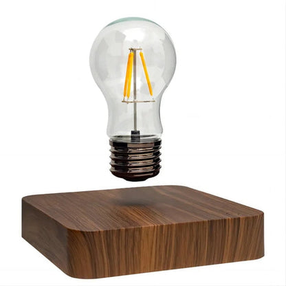 Luminous | Bombilla flotante con base de madera de nogal y levitación magnética | Decoración única para el hogar con un ambiente encantador