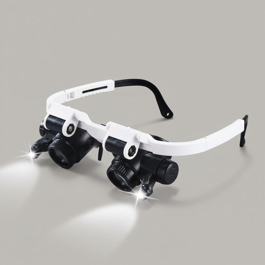 Magnifying Headset, LED Magnifying Glasses 8x 15x 23x, Head Mounted Magnifier with LED Lights for Detailed Work