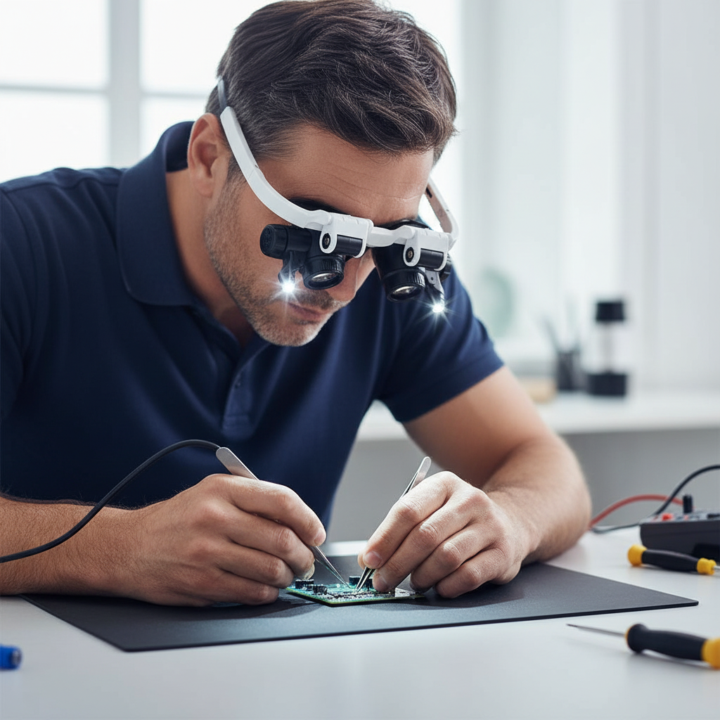 Magnifying Headset, LED Magnifying Glasses 8x 15x 23x, Head Mounted Magnifier with LED Lights for Detailed Work