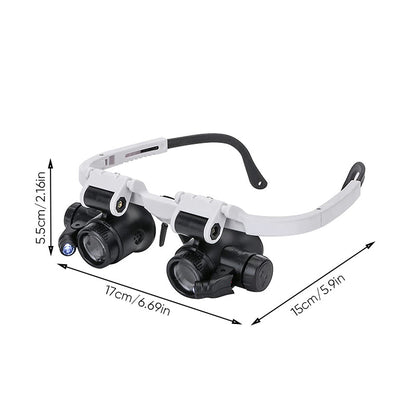 Magnifying Headset, LED Magnifying Glasses 8x 15x 23x, Head Mounted Magnifier with LED Lights for Detailed Work