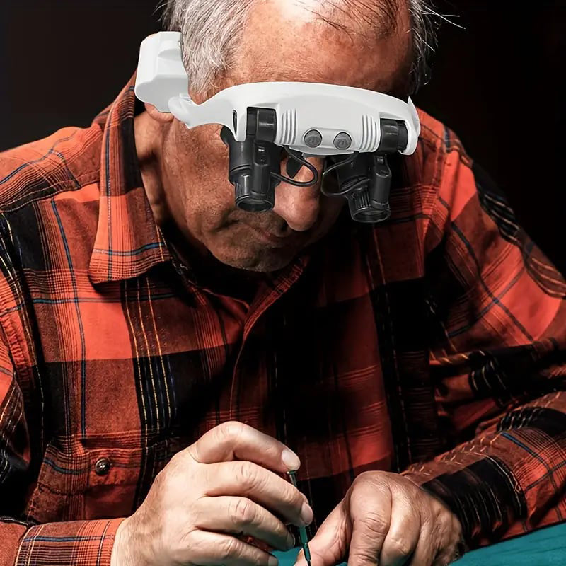 Magnifying Headset, LED Magnifying Glasses 8x 15x 23x, Head Mounted Magnifier with LED Lights for Detailed Work