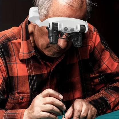 Magnifying Headset, LED Magnifying Glasses 8x 15x 23x, Head Mounted Magnifier with LED Lights for Detailed Work