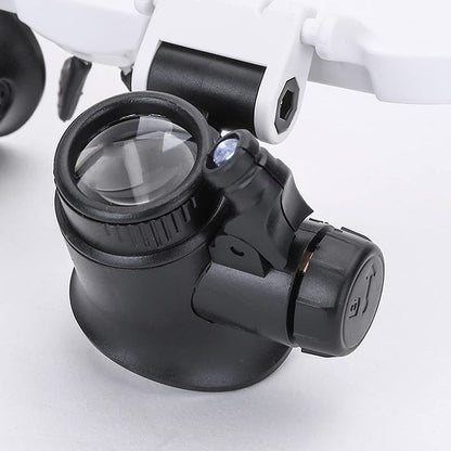 Magnifying Headset, LED Magnifying Glasses 8x 15x 23x, Head Mounted Magnifier with LED Lights for Detailed Work