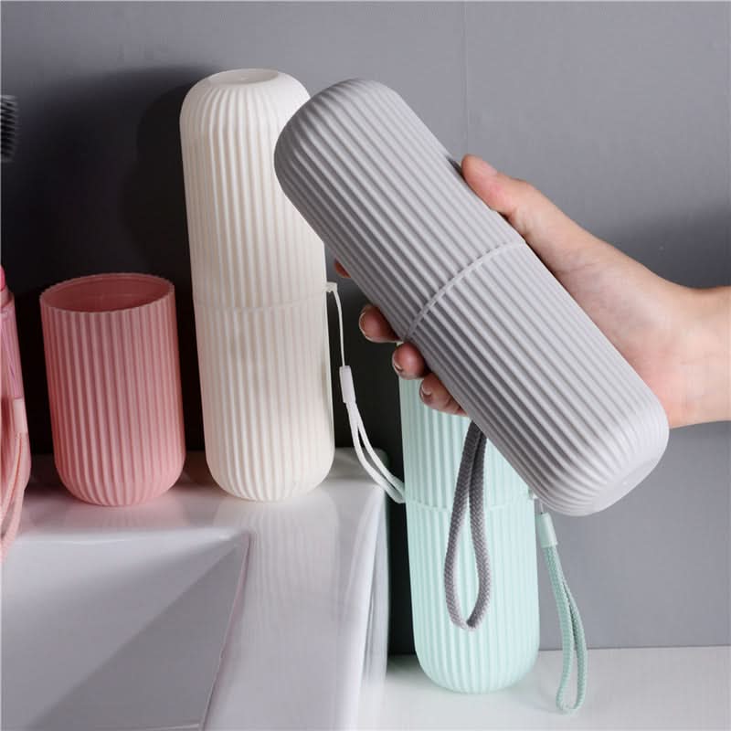 VASO DE VIAJE – Estuche portátil para guardar cepillo y pasta de dientes, diseñado para una organización de viaje higiénica y compacta