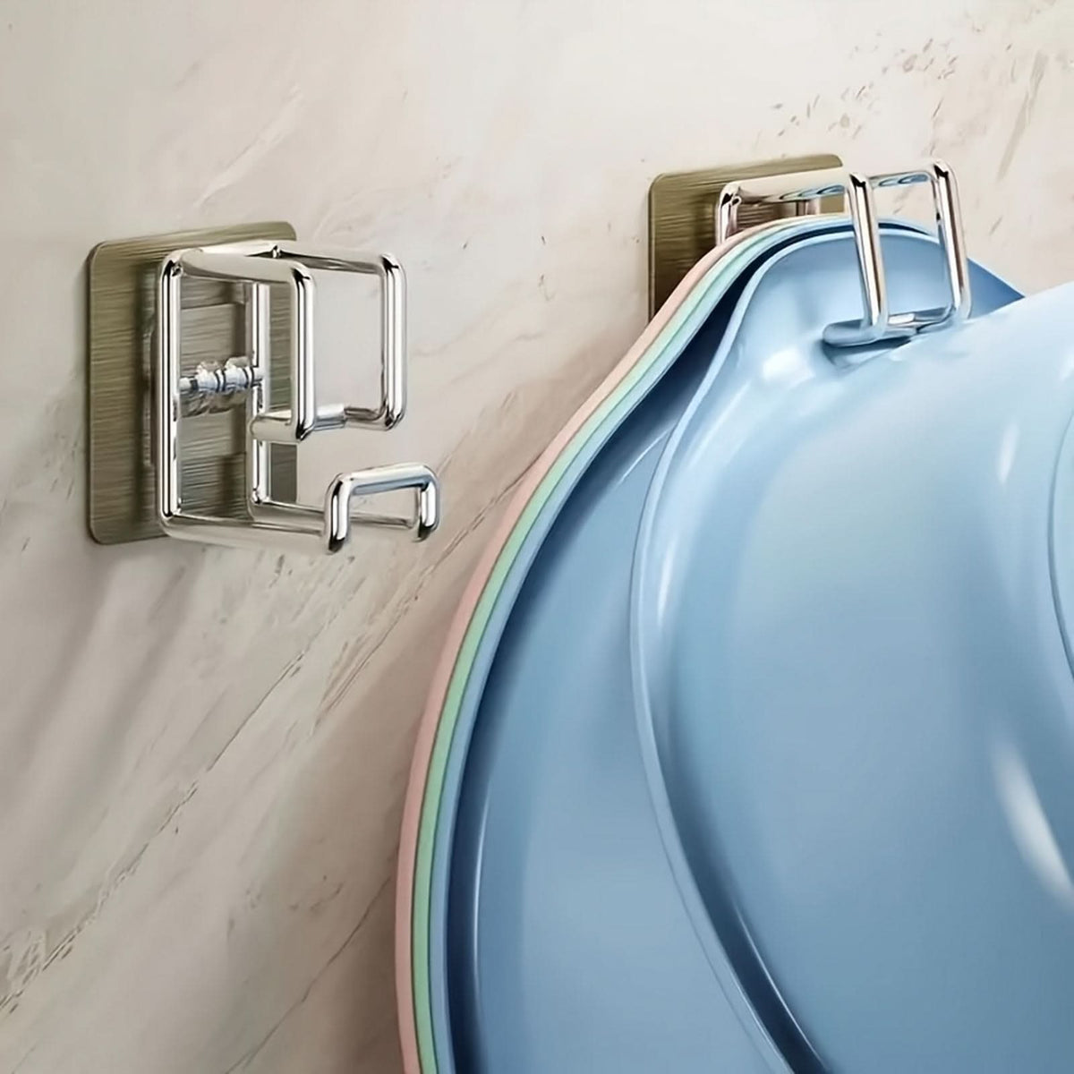 GANCHO PARA LAVABO – Gancho de pared de acero inoxidable sin taladros para ahorrar espacio en el almacenamiento de toallas y lavabos en la cocina y el baño
