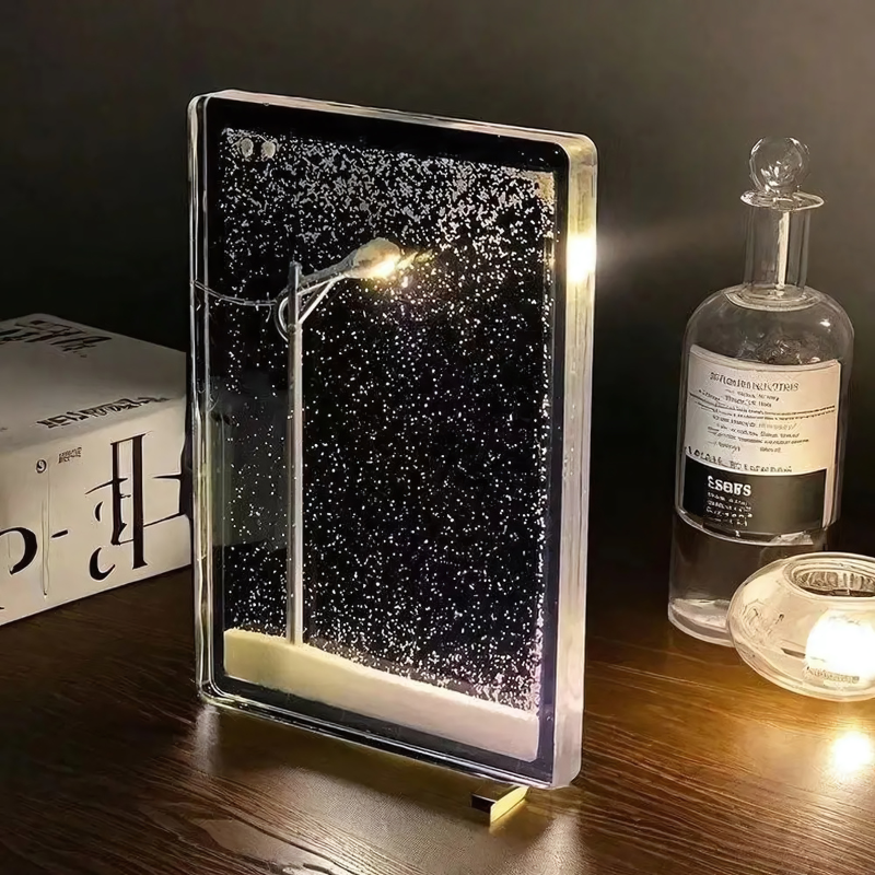 Snowfall Lantern Light with Swirling Glitter Effect for Cozy Holiday Ambiance & Year-Round Relaxation