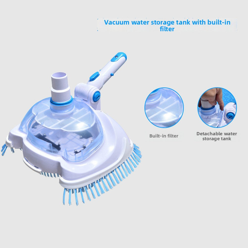 Weighted Pool Vacuum Head with Corner Bristles for Inground & Above-Ground Pools – Swivel Hose Fitting, ABS Frame, Quick-Clip Pole Mount
