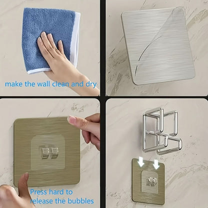GANCHO PARA LAVABO – Gancho de pared de acero inoxidable sin taladros para ahorrar espacio en el almacenamiento de toallas y lavabos en la cocina y el baño