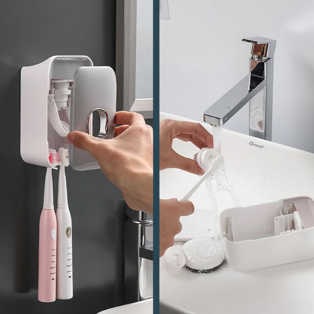 PRESSIQ – Dispensador manual de pasta de dientes para un baño organizado