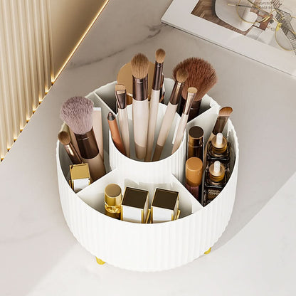 COSMETIC SPIN – 360° rotating makeup organizer with compact multi-slot storage for brushes, cosmetics, and daily essentials