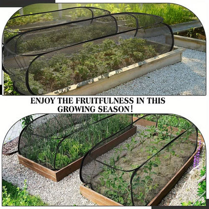 GROWSAFE - Protective mesh greenhouse cover designed to shield plants naturally outdoors.