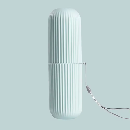VASO DE VIAJE – Estuche portátil para guardar cepillo y pasta de dientes, diseñado para una organización de viaje higiénica y compacta