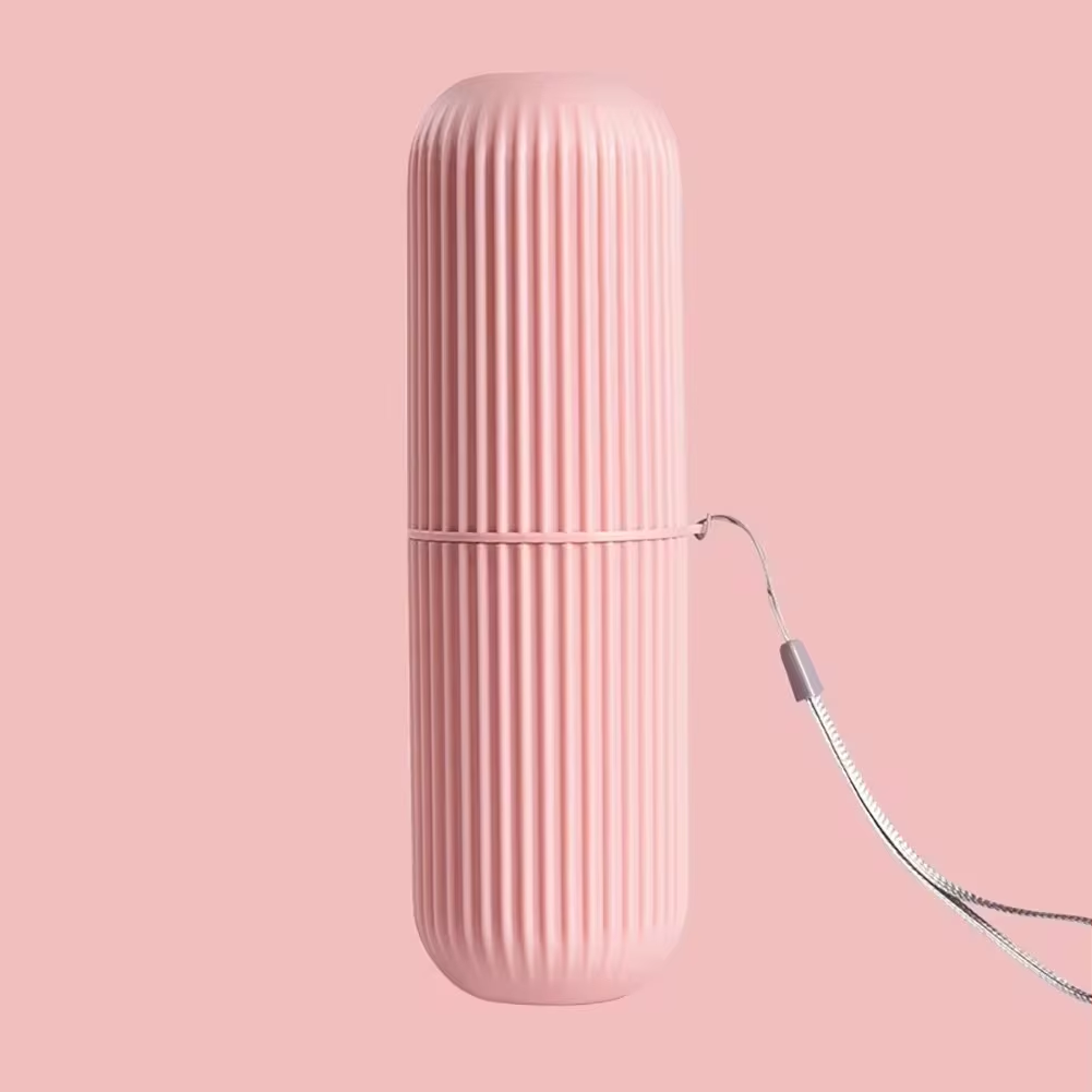 VASO DE VIAJE – Estuche portátil para guardar cepillo y pasta de dientes, diseñado para una organización de viaje higiénica y compacta