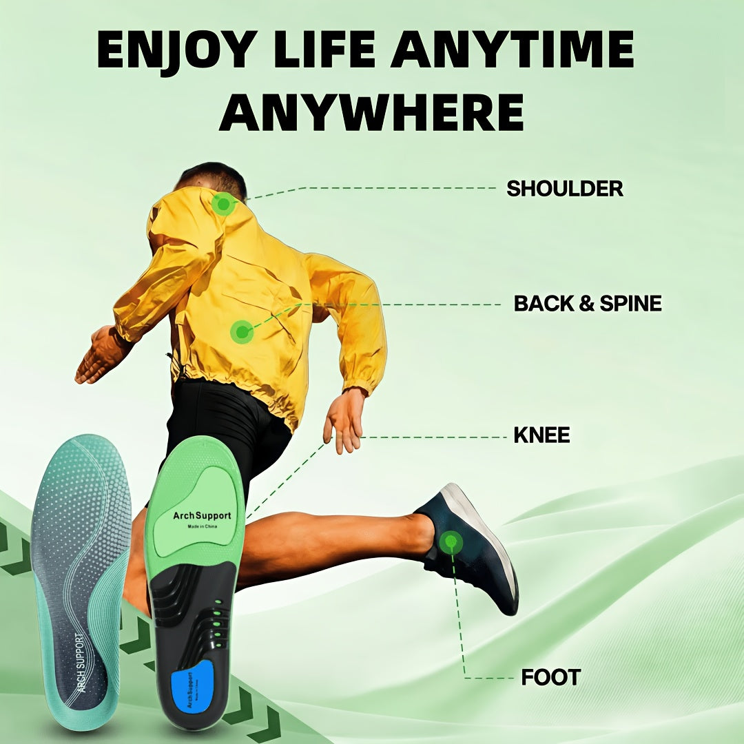 Cushioned Orthotic Inserts with Elevated Midfoot Support for Sneakers and Work Shoes