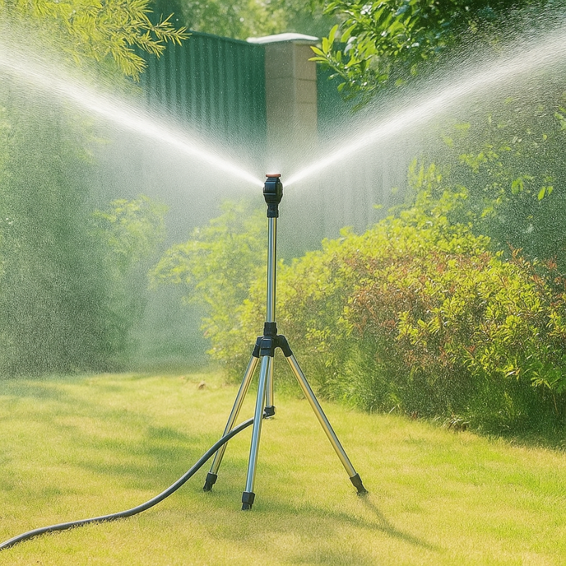 360° Rotating Tripod Sprinkler for Lawn & Garden – Adjustable Height & Coverage for Yard, Flowers & Vegetables