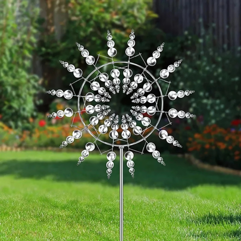 Dual-Spin Wind Sculpture Kinetic Metal Spinner for Yard Garden Patio Decor Stainless Steel Outdoor Windmill Art Decoration