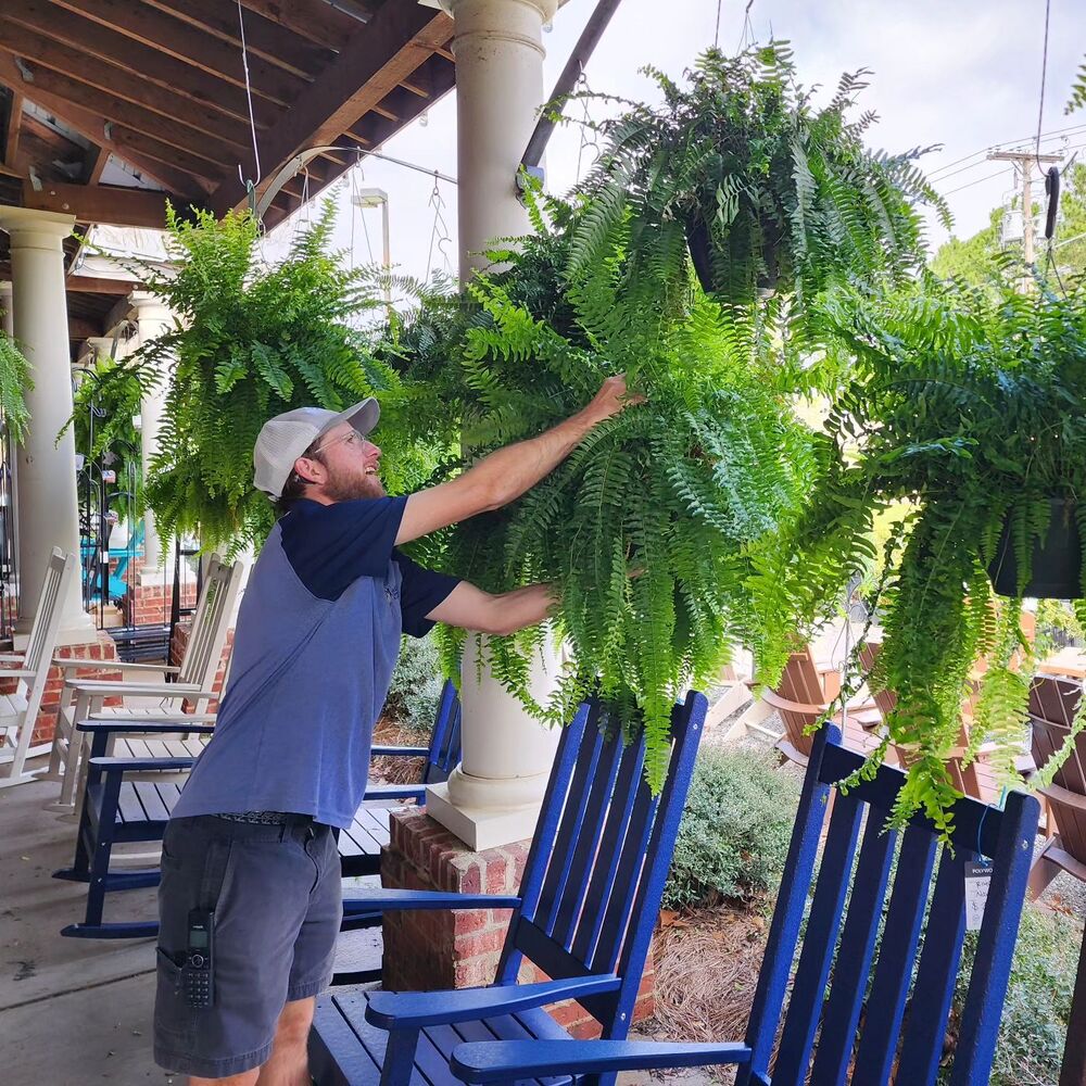 UV-Protected Synthetic Boston Fern Hanging Plant 28 Inches Wide Green Foliage for Porch Patio Indoor Outdoor Home Decor No Watering Needed