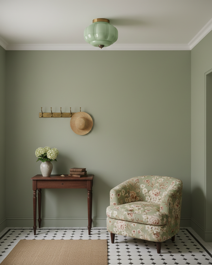Flush Mount Glass Pendant Light 15 in Jade Green Shade Hardwired E26 E27 Socket Handblown Artisan Finish for Bedroom Bathroom Hallway Entryw